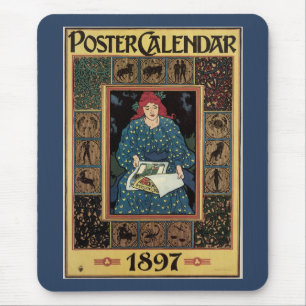 Art Nouveau im Vintage-Stil, Frau liest Astrologie Mousepad