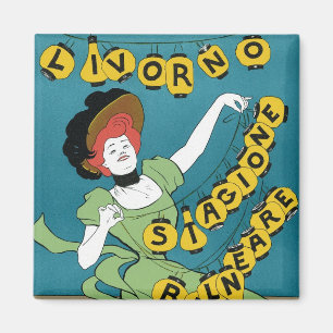 Art Nouveau im Vintage-Stil, Livorno Senorita beim Magnet