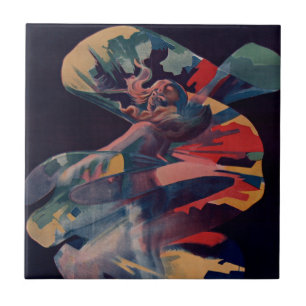 Art Nouveau im Vintage-Stil, Loie Fuller in Folies Fliese