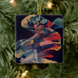Art Nouveau im Vintage-Stil, Loie Fuller in Folies Keramikornament