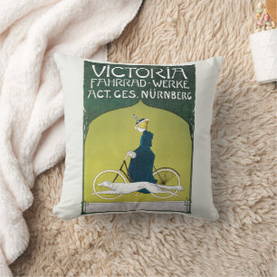 Art Nouveau im Vintage-Stil, Victoria Fahrrad Werk Kissen