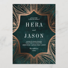 Art Nouveau Imitate Bronze und dunkelgrüne Einladu Einladung