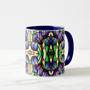 Art Nouveau Imitate Festglass Lila Iris Blume Tasse