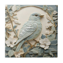Art Nouveau Imitats Relief Bluebird Bird Right Min Fliese