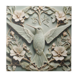 Art Nouveau Imitats Relief Hummingbird Bird Floral Fliese
