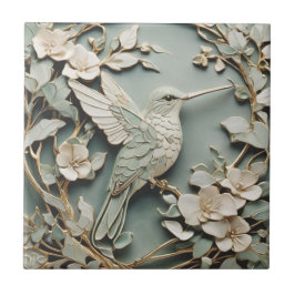 Art Nouveau Imitats Relief Hummingbird Bird Minze Fliese