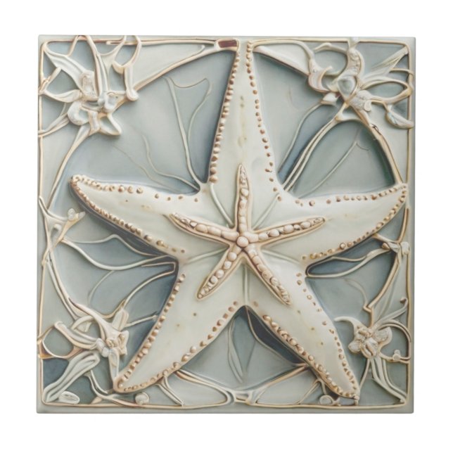 Art Nouveau Imitats Relief Mini Starfish Sea Star Fliese (Vorderseite)
