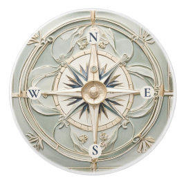 Art Nouveau Imitats Relief Nautic Compass Rose Keramikknauf