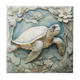 Art Nouveau Imitats Relief Ocean Sea Turtle Fliese
