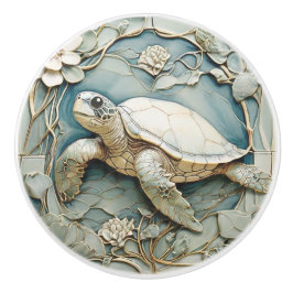 Art Nouveau Imitats Relief Ocean Sea Turtle Verlas Keramikknauf