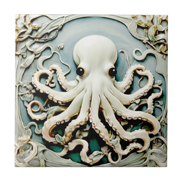 Art Nouveau Imitats Relief Octopus - Ocean Sea Lif Fliese (Vorderseite)