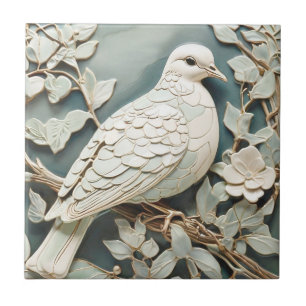 Art Nouveau Imitats Relief Right Pigeon Dove Bird Fliese