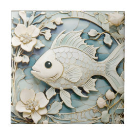 Art Nouveau Imitats Relief Sea Ocean Fish Links ge Fliese