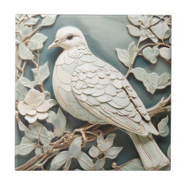 Art Nouveau Imitats Relief Taube Taube Bird Minze Fliese