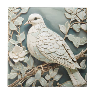 Art Nouveau Imitats Relief Taube Taube Bird Minze Fliese
