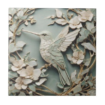 Art Nouveau Imitats Relief Verlassen Hummingbird B