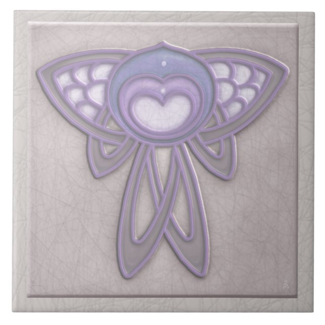 Art Nouveau Insect - Blassmauve und Lavender Fliese (Vorderseite)