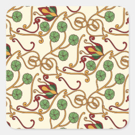 Art Nouveau-inspired floral design Quadratischer Aufkleber