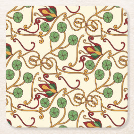 Art Nouveau-inspired floral design Rechteckiger Pappuntersetzer