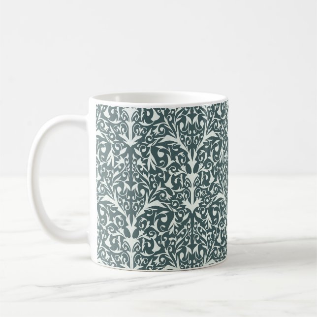 Art Nouveau Inspired Florals Mug - Green Kaffeetasse (Links)