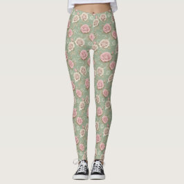 Art Nouveau Inspired Roses In Shades Of Dusty Pink Leggings