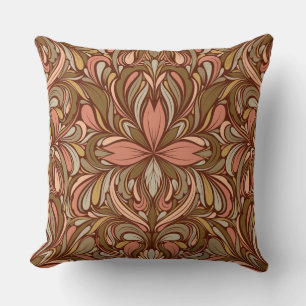 Art Nouveau Inspiriert Brown, Peach, Sage Kissen