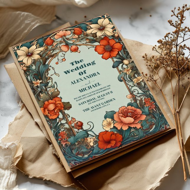 Art Nouveau Inspirierte Blumenfeier Einladung (Von Creator hochgeladen)