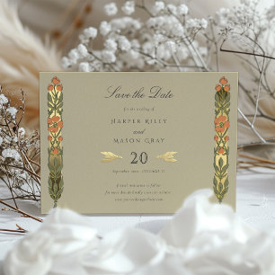 Art Nouveau inspirierte Save-the-Date-Karte Folieneinladung