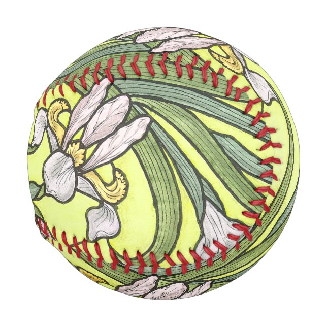 Art Nouveau Iris Blume Blumenbaseball Baseball (Vorne Rechts)