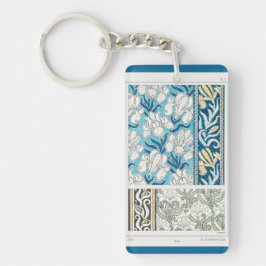 Art Nouveau Iris lila floral textile art Schlüssel Schlüsselanhänger