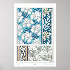 Art Nouveau Iris lila florale Textilkunst Poster