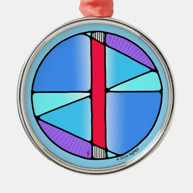 Art Nouveau Isa Rune of Stillness Ornament Aus Metall (Vorne)