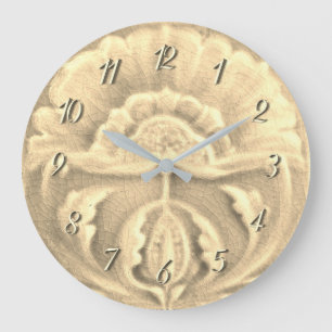 Art nouveau jugendstil flower tile crackle finish große wanduhr