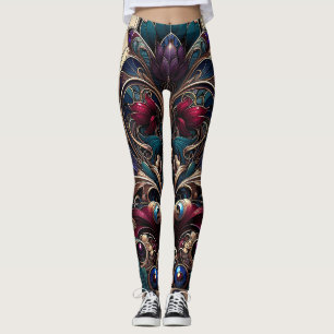 Art Nouveau-Juwelton-Blumen Vintage-Glamour Leggings