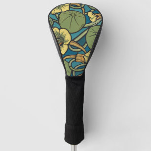 Art Nouveau Kapuzinerkresse Blau Gold floral Verne Golf Headcover