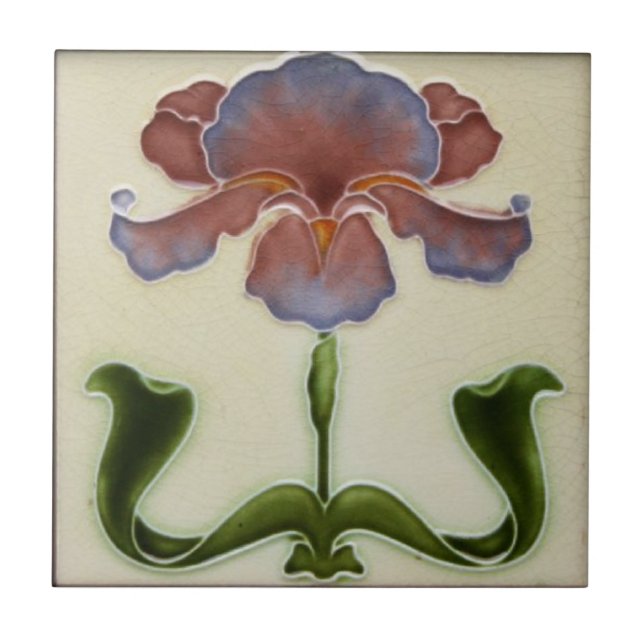Art Nouveau Keramik Tile - Lilac Blume Fliese (Vorderseite)