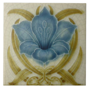 Art Nouveau Keramik Tiles-Vintag Blue Blume Fliese