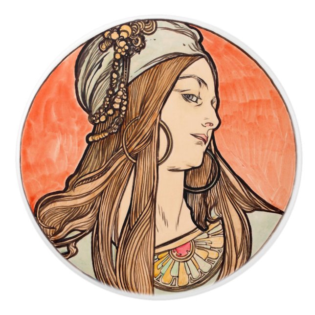 Art Nouveau Keramikknauf (Vorderseite)