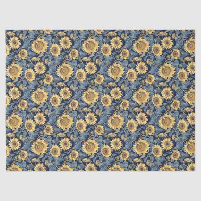 Art Nouveau Kleine Sonnenblumen - 10lb, 17"x23" Seidenpapier (Vorderseite)