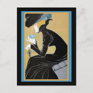 Art Nouveau Lady Drinking Tee Postkarte