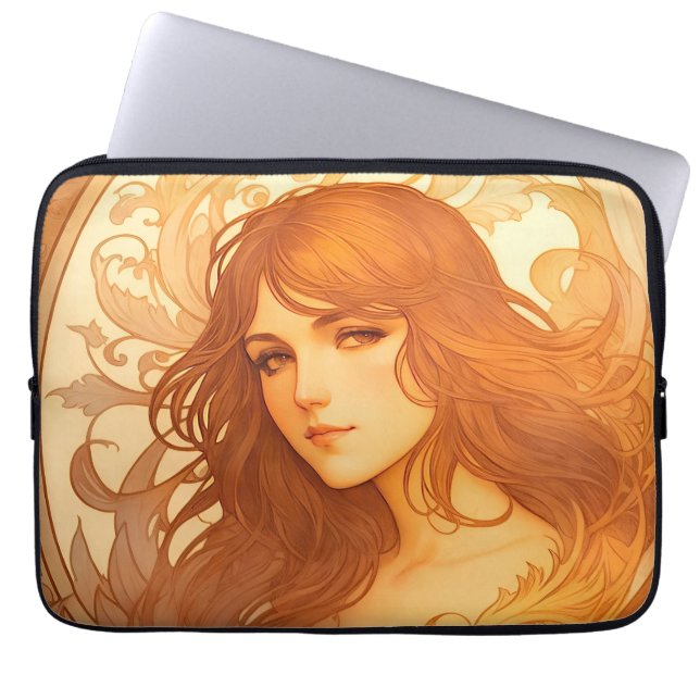 Art Nouveau Lady Laptopschutzhülle (Vorderseite)