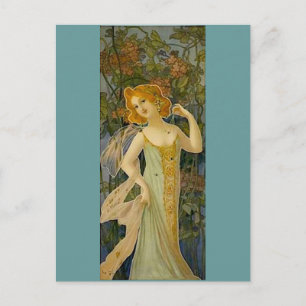 Art Nouveau Lady Postkarte