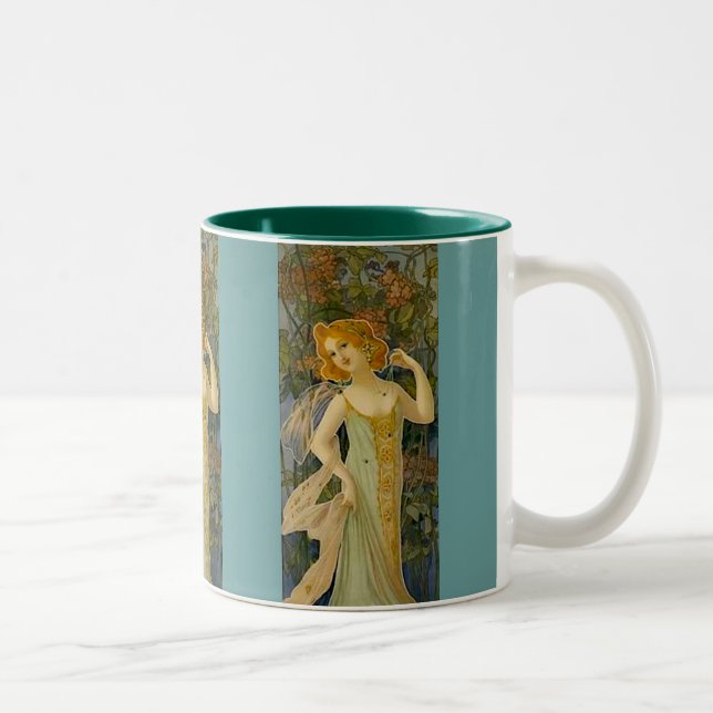 Art Nouveau Lady Zweifarbige Tasse (Rechts)