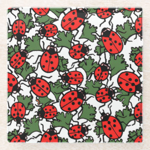 Art Nouveau Ladybug Insektenmuster Glasuntersetzer