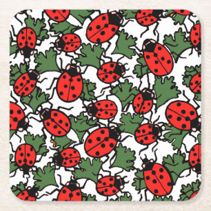Art Nouveau Ladybug Insektenmuster Rechteckiger Pappuntersetzer