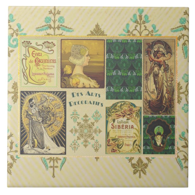 Art Nouveau Ladys Keramik Tile Fliese (Vorderseite)