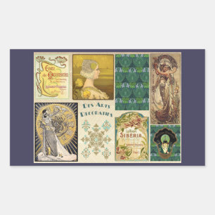 Art Nouveau Ladys Rechteckiger Aufkleber
