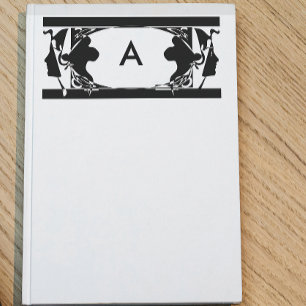 Art Nouveau Ladys Silhouette Monogram Briefpapier