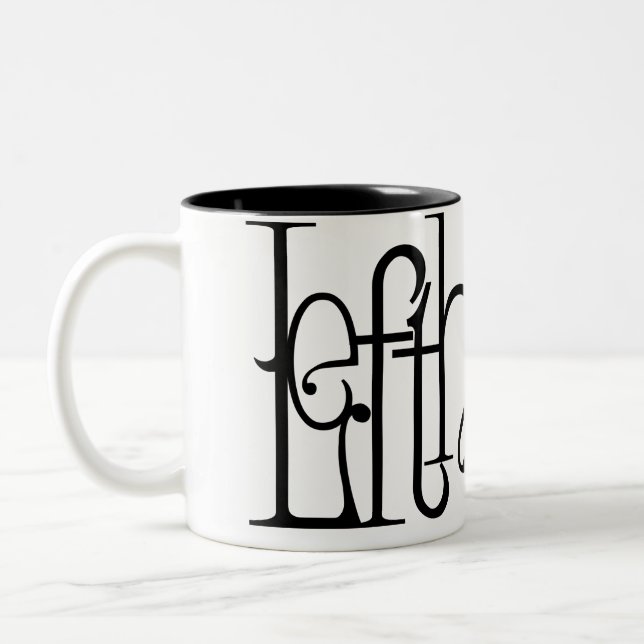 Art Nouveau Lefthanded Typografy Design Two-Tone Zweifarbige Tasse (Links)