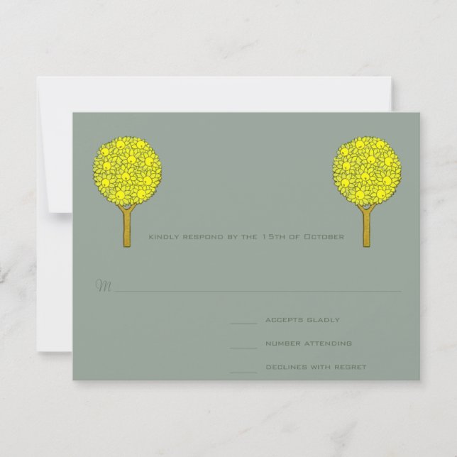 Art Nouveau Lemon Tree UAWG Response Card RSVP Karte (Vorderseite)